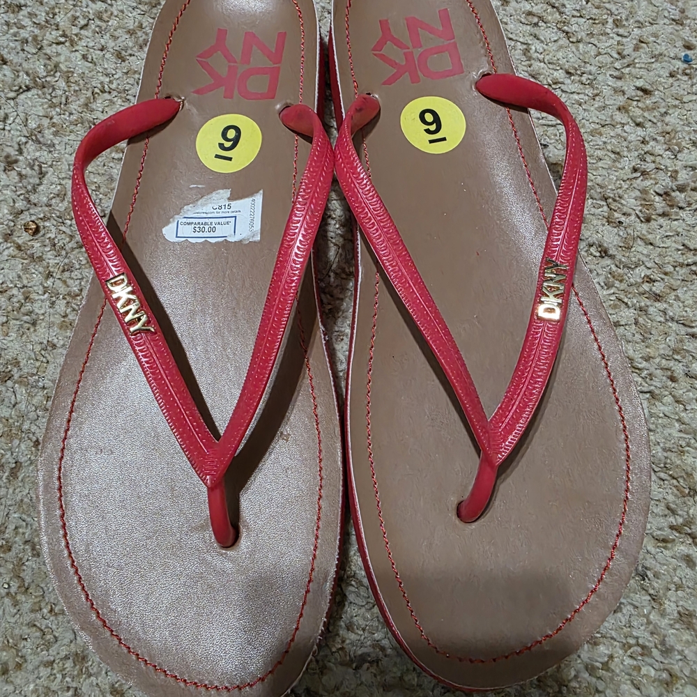 DKNY Women's Red Sandals